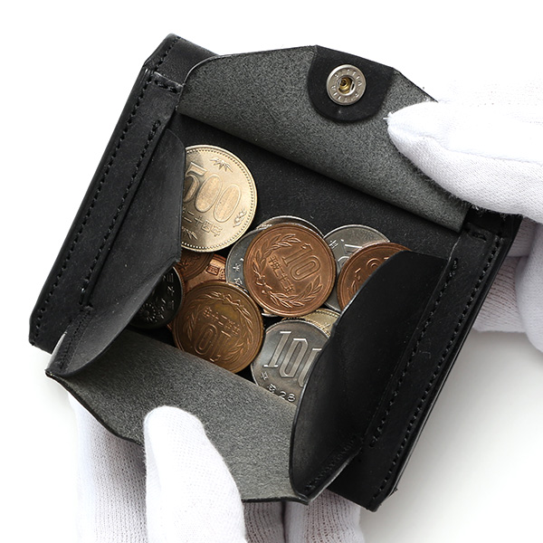  池之端銀革店 財布 プエブロ レザー スリムウォレット 二つ折り 本革 お財布 小さめ 小銭入れ ミニ財布 ブラック 黒 黒色 シンプル 牛革 束入れ 札入れ 皮 ブランド ギフト メンズ レディース 日本製 Cramp(クランプ) Cr-602