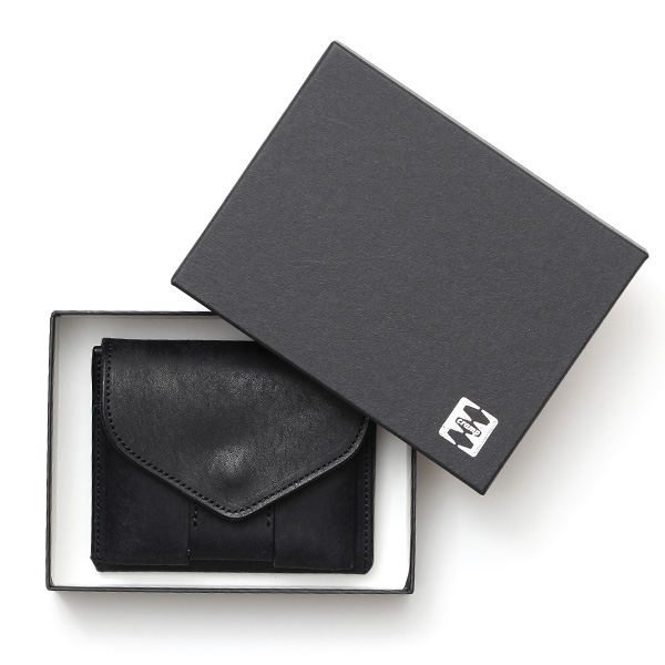  池之端銀革店 財布 プエブロ レザー スリムウォレット 二つ折り 本革 お財布 小さめ 小銭入れ ミニ財布 ブラック 黒 黒色 シンプル 牛革 束入れ 札入れ 皮 ブランド ギフト メンズ レディース 日本製 Cramp(クランプ) Cr-602