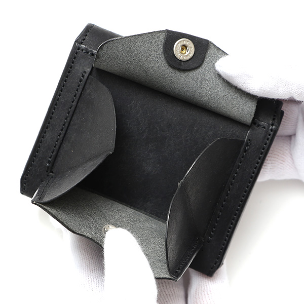  池之端銀革店 財布 プエブロ レザー スリムウォレット 二つ折り 本革 お財布 小さめ 小銭入れ ミニ財布 ブラック 黒 黒色 シンプル 牛革 束入れ 札入れ 皮 ブランド ギフト メンズ レディース 日本製 Cramp(クランプ) Cr-602