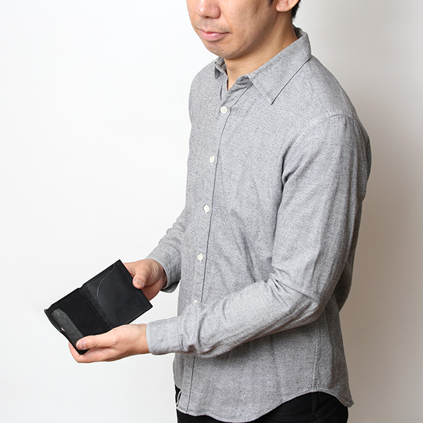  池之端銀革店 財布 プエブロ レザー スリムウォレット 二つ折り 本革 お財布 小さめ 小銭入れ ミニ財布 ブラック 黒 黒色 シンプル 牛革 束入れ 札入れ 皮 ブランド ギフト メンズ レディース 日本製 Cramp(クランプ) Cr-602