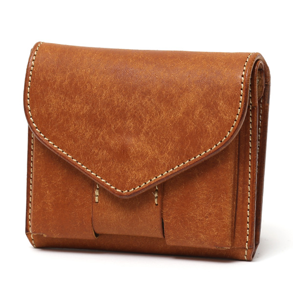  池之端銀革店 財布 プエブロ レザー スリムウォレット 二つ折り 本革 お財布 小さめ 小銭入れ ミニ財布 キャメル ブラウン 茶 茶色 シンプル 牛革 束入れ 札入れ 皮 ブランド ギフト メンズ レディース 日本製 Cramp(クランプ) Cr-602