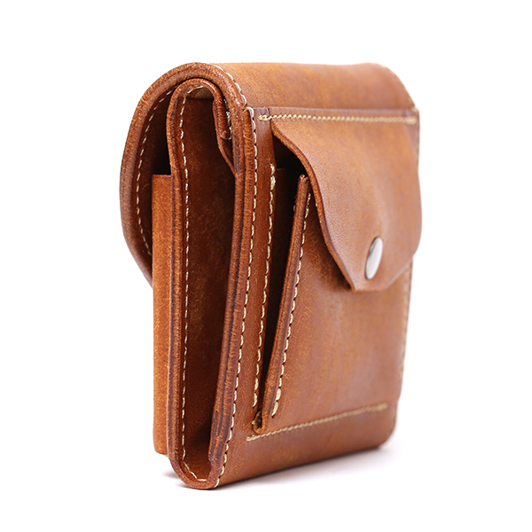  池之端銀革店 財布 プエブロ レザー スリムウォレット 二つ折り 本革 お財布 小さめ 小銭入れ ミニ財布 キャメル ブラウン 茶 茶色 シンプル 牛革 束入れ 札入れ 皮 ブランド ギフト メンズ レディース 日本製 Cramp(クランプ) Cr-602