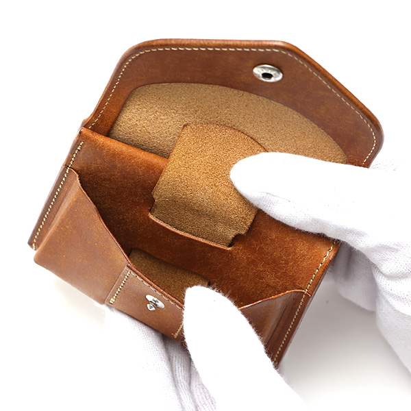  池之端銀革店 財布 プエブロ レザー スリムウォレット 二つ折り 本革 お財布 小さめ 小銭入れ ミニ財布 キャメル ブラウン 茶 茶色 シンプル 牛革 束入れ 札入れ 皮 ブランド ギフト メンズ レディース 日本製 Cramp(クランプ) Cr-602