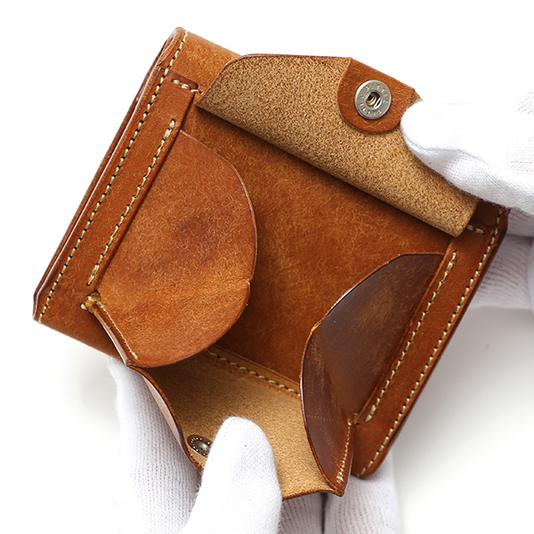  池之端銀革店 財布 プエブロ レザー スリムウォレット 二つ折り 本革 お財布 小さめ 小銭入れ ミニ財布 キャメル ブラウン 茶 茶色 シンプル 牛革 束入れ 札入れ 皮 ブランド ギフト メンズ レディース 日本製 Cramp(クランプ) Cr-602