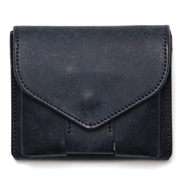 池之端銀革店 プエブロ スリムウォレット ネイビー