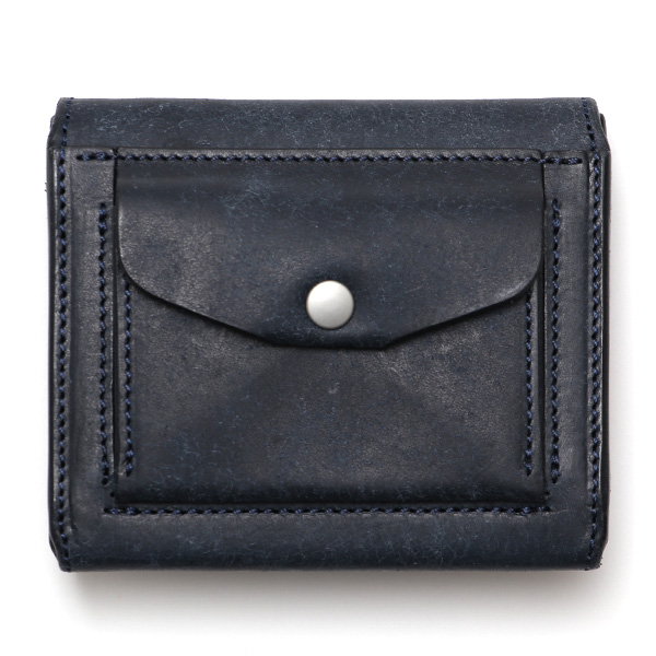  池之端銀革店 財布 プエブロ レザー スリムウォレット 二つ折り 本革 お財布 小さめ 小銭入れ ミニ財布 ブルー ネイビー 青色 シンプル 牛革 束入れ 札入れ 皮 ブランド ギフト メンズ レディース 日本製 Cramp(クランプ) Cr-602