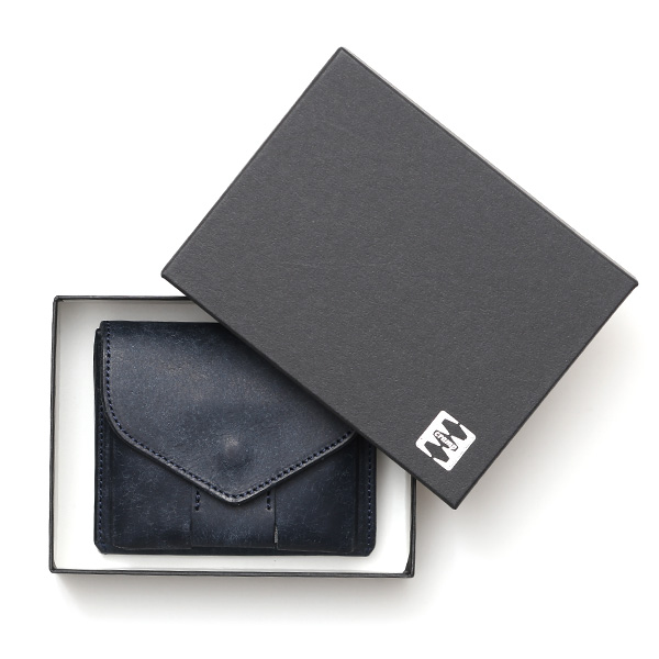  池之端銀革店 財布 プエブロ レザー スリムウォレット 二つ折り 本革 お財布 小さめ 小銭入れ ミニ財布 ブルー ネイビー 青色 シンプル 牛革 束入れ 札入れ 皮 ブランド ギフト メンズ レディース 日本製 Cramp(クランプ) Cr-602