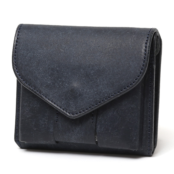  池之端銀革店 財布 プエブロ レザー スリムウォレット 二つ折り 本革 お財布 小さめ 小銭入れ ミニ財布 ブルー ネイビー 青色 シンプル 牛革 束入れ 札入れ 皮 ブランド ギフト メンズ レディース 日本製 Cramp(クランプ) Cr-602