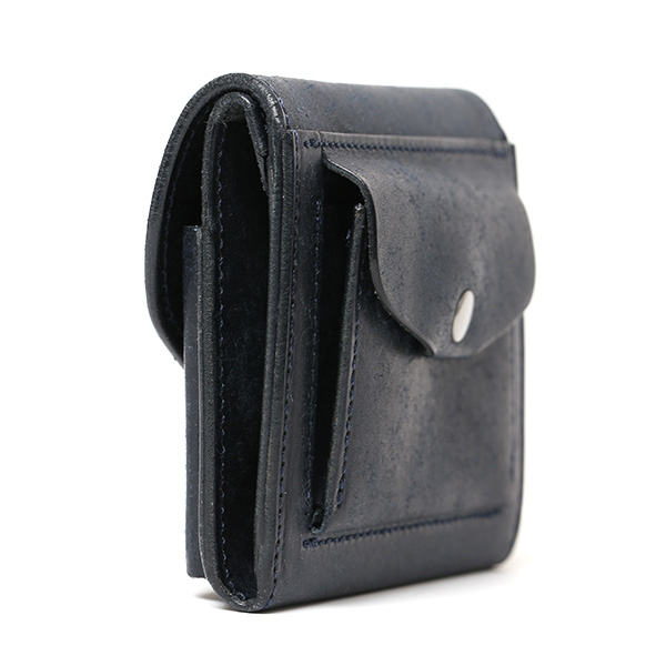  池之端銀革店 財布 プエブロ レザー スリムウォレット 二つ折り 本革 お財布 小さめ 小銭入れ ミニ財布 ブルー ネイビー 青色 シンプル 牛革 束入れ 札入れ 皮 ブランド ギフト メンズ レディース 日本製 Cramp(クランプ) Cr-602