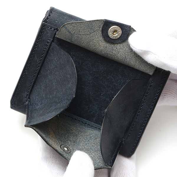  池之端銀革店 財布 プエブロ レザー スリムウォレット 二つ折り 本革 お財布 小さめ 小銭入れ ミニ財布 ブルー ネイビー 青色 シンプル 牛革 束入れ 札入れ 皮 ブランド ギフト メンズ レディース 日本製 Cramp(クランプ) Cr-602