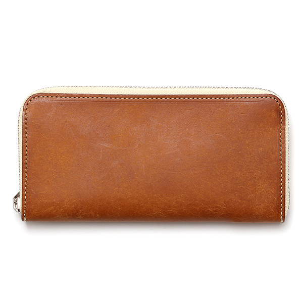 池之端銀革店 プエブロ ラウンドファスナー ウォレット キャメル