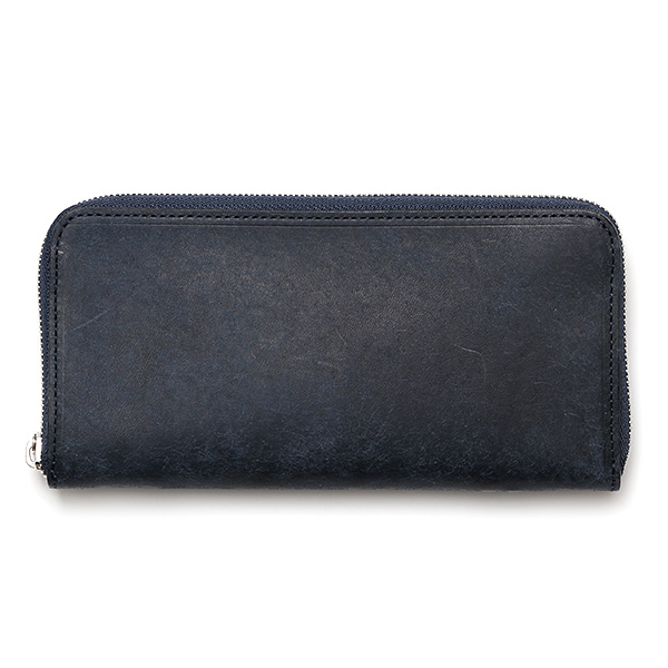 池之端銀革店 プエブロ ラウンドファスナー ウォレット ネイビー