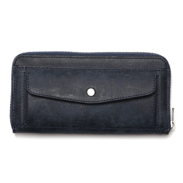  プエブロ 財布 ブランド メンズ 池之端銀革店 本革 ラウンド 財布 プエブロレザー 長財布 日本製 束入れ ブルー ネイビー 青色 薄型 カード入れ お札 お財布 ロング 小銭入れ 小さめ 大容量 さいふ 日本製 Cramp(クランプ) Cr-604