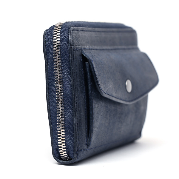  プエブロ 財布 ブランド メンズ 池之端銀革店 本革 ラウンド 財布 プエブロレザー 長財布 日本製 束入れ ブルー ネイビー 青色 薄型 カード入れ お札 お財布 ロング 小銭入れ 小さめ 大容量 さいふ 日本製 Cramp(クランプ) Cr-604