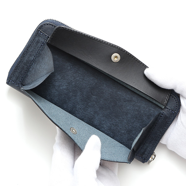  プエブロ 財布 ブランド メンズ 池之端銀革店 本革 ラウンド 財布 プエブロレザー 長財布 日本製 束入れ ブルー ネイビー 青色 薄型 カード入れ お札 お財布 ロング 小銭入れ 小さめ 大容量 さいふ 日本製 Cramp(クランプ) Cr-604