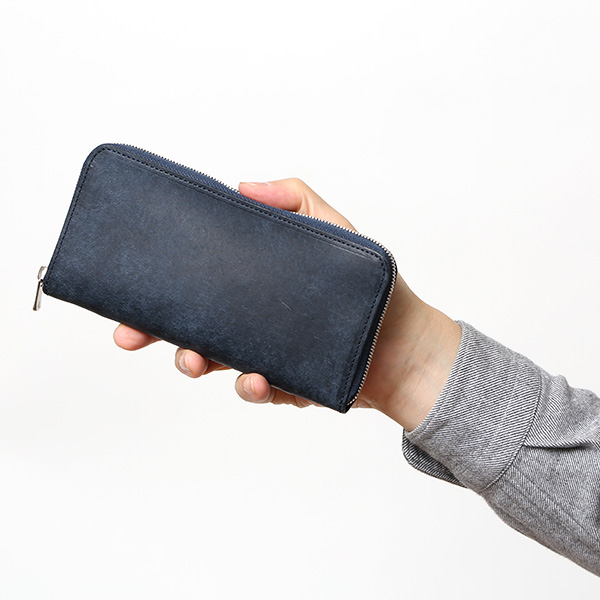  プエブロ 財布 ブランド メンズ 池之端銀革店 本革 ラウンド 財布 プエブロレザー 長財布 日本製 束入れ ブルー ネイビー 青色 薄型 カード入れ お札 お財布 ロング 小銭入れ 小さめ 大容量 さいふ 日本製 Cramp(クランプ) Cr-604