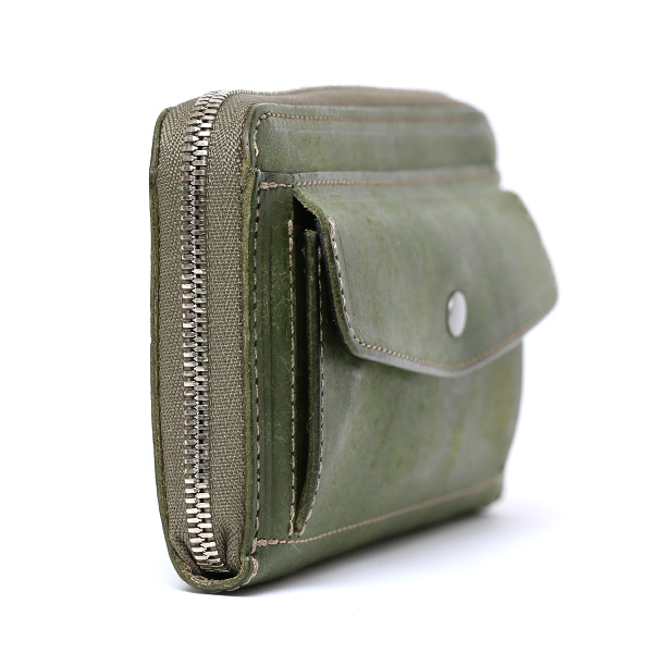  プエブロ 財布 ブランド メンズ 池之端銀革店 本革 ラウンド 財布 プエブロレザー 長財布 日本製 束入れ グリーン 緑色 薄型 カード入れ お札 お財布 ロング 小銭入れ 小さめ 大容量 さいふ 日本製 Cramp(クランプ) Cr-604