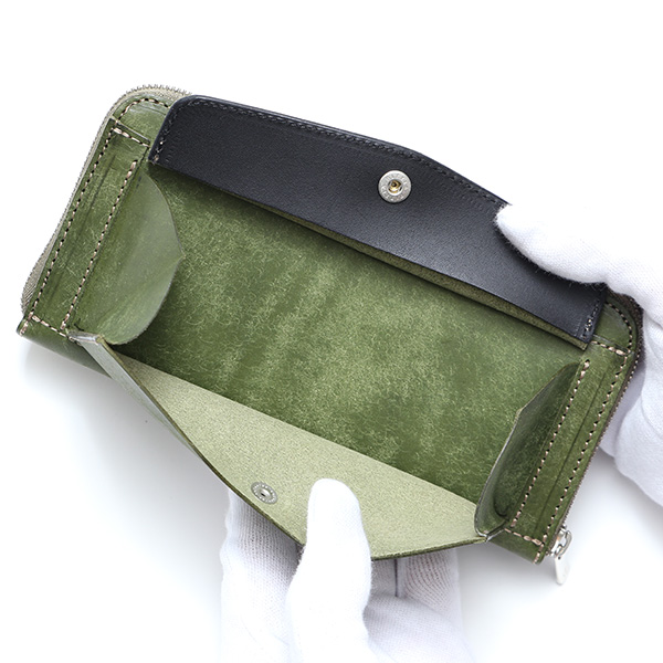  プエブロ 財布 ブランド メンズ 池之端銀革店 本革 ラウンド 財布 プエブロレザー 長財布 日本製 束入れ グリーン 緑色 薄型 カード入れ お札 お財布 ロング 小銭入れ 小さめ 大容量 さいふ 日本製 Cramp(クランプ) Cr-604