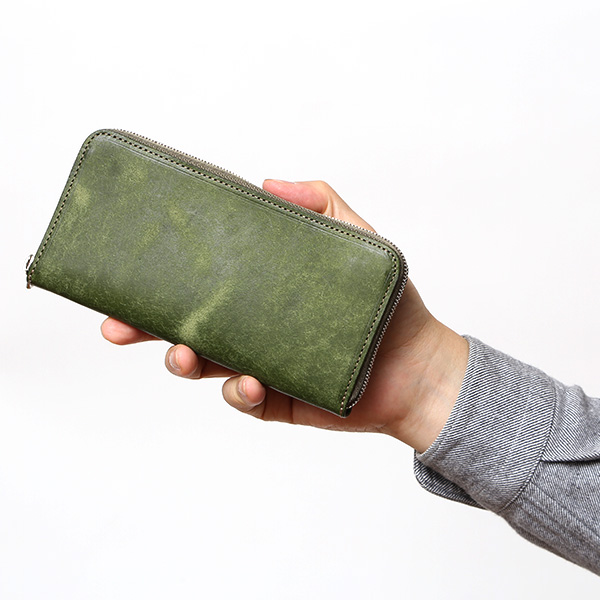  プエブロ 財布 ブランド メンズ 池之端銀革店 本革 ラウンド 財布 プエブロレザー 長財布 日本製 束入れ グリーン 緑色 薄型 カード入れ お札 お財布 ロング 小銭入れ 小さめ 大容量 さいふ 日本製 Cramp(クランプ) Cr-604