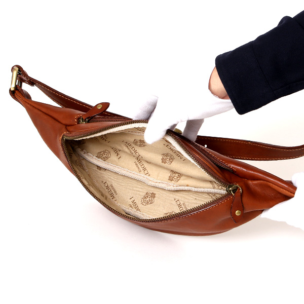 ボディバッグ メンズ 本革 レディース ブランド レザー ファニーパック ショルダーバッグ ブラウン 茶 茶色 ウエストポーチ シンプル コンパクト 鞄 多収納 カジュアル キレカジ インポート I MEDICI(イ メディチ)