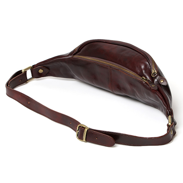 ボディバッグ メンズ 本革 レディース ブランド レザー ファニーパック ショルダーバッグ ダークブラウン ブラウン 茶 茶色 ウエストポーチ シンプル コンパクト 鞄 多収納 カジュアル キレカジ インポート I MEDICI(イ メディチ)
