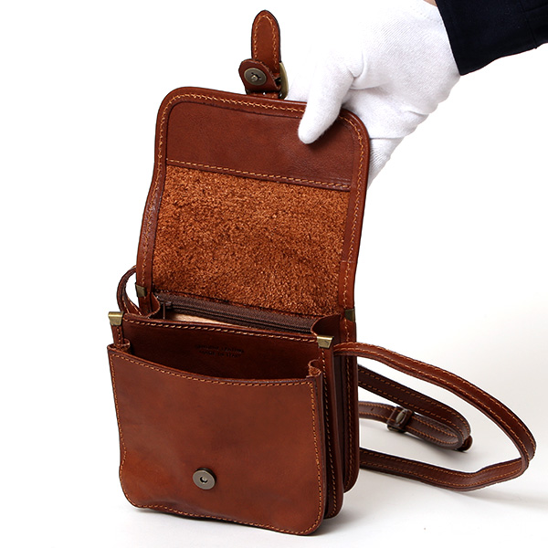 ショルダーバッグ ミニ メンズ レディース 本革 ポーチ 小さめ かわいい バッグ 小物入れ ブラウン 茶 茶色 レザー ワンショルダー おしゃれ 鞄 多収納 カジュアル インポート ブランド I MEDICI(イ メディチ)