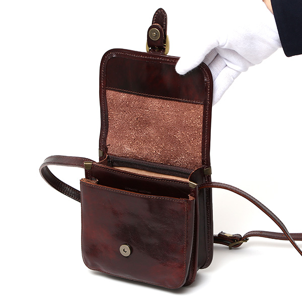 ショルダーバッグ ミニ メンズ レディース 本革 ポーチ 小さめ かわいい バッグ 小物入れ ダークブラウン ブラウン 茶 茶色 レザー ワンショルダー おしゃれ 鞄 多収納 カジュアル インポート ブランド I MEDICI(イ メディチ)