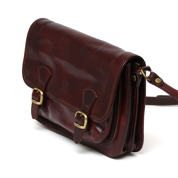 ショルダーバッグ メンズ レディース 本革 小さめ クラシック レザー 斜め掛け バッグ レトロ ダークブラウン ブラウン 茶 茶色 メッセンジャーバッグ おしゃれ プレゼント ギフト イタリア ブランド I MEDICI(イ メディチ) 3525