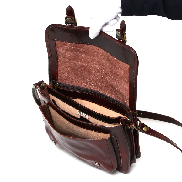ショルダーバッグ メンズ レディース 本革 小さめ クラシック レザー 斜め掛け バッグ レトロ ダークブラウン ブラウン 茶 茶色 メッセンジャーバッグ おしゃれ プレゼント ギフト イタリア ブランド I MEDICI(イ メディチ) 3525