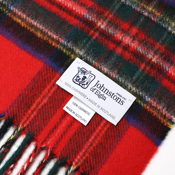 ジョンストンズ(Johnstons) マフラー/ストール レッド ワイン 赤色 メンズ レディース カシミヤ カシミア 100% 高級