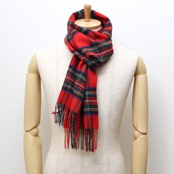 ジョンストンズ(Johnstons) マフラー/ストール レッド ワイン 赤色 メンズ レディース カシミヤ カシミア 100% 高級