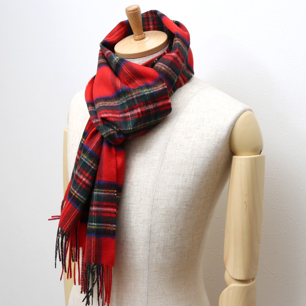 ジョンストンズ(Johnstons) マフラー/ストール レッド ワイン 赤色 メンズ レディース カシミヤ カシミア 100% 高級