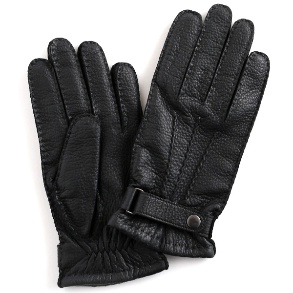 KURODA(クロダ) 鹿革 ベルト付 メンズ 手袋 ブラック