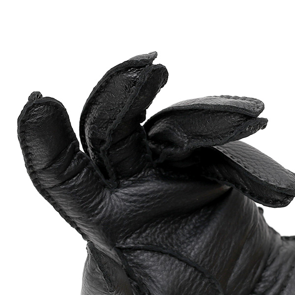  手袋 メンズ 本革 レザー ブラック 黒 黒色 手袋 カシミヤ混 カシミア混 ディアスキン(鹿革) グローブ KURODA(クロダ)