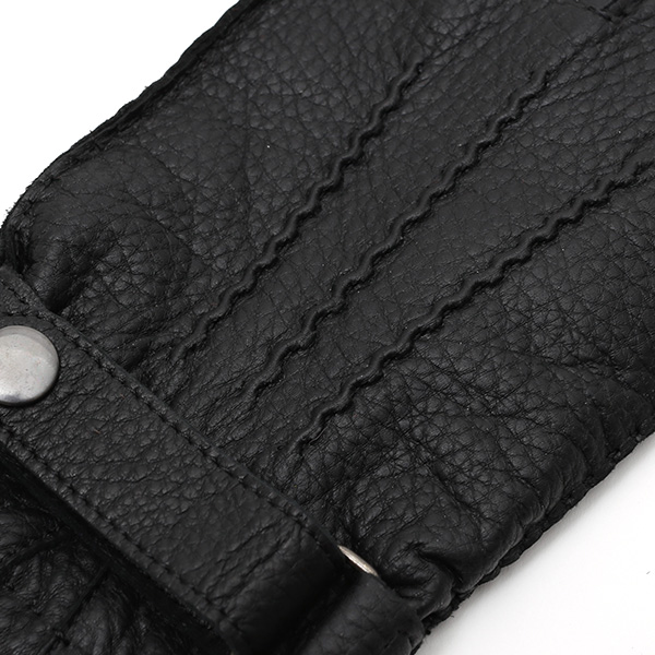  手袋 メンズ 本革 レザー ブラック 黒 黒色 手袋 カシミヤ混 カシミア混 ディアスキン(鹿革) グローブ KURODA(クロダ)