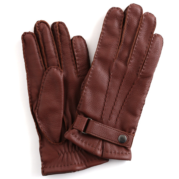 KURODA(クロダ) 鹿革 ベルト付 メンズ 手袋 ブラウン
