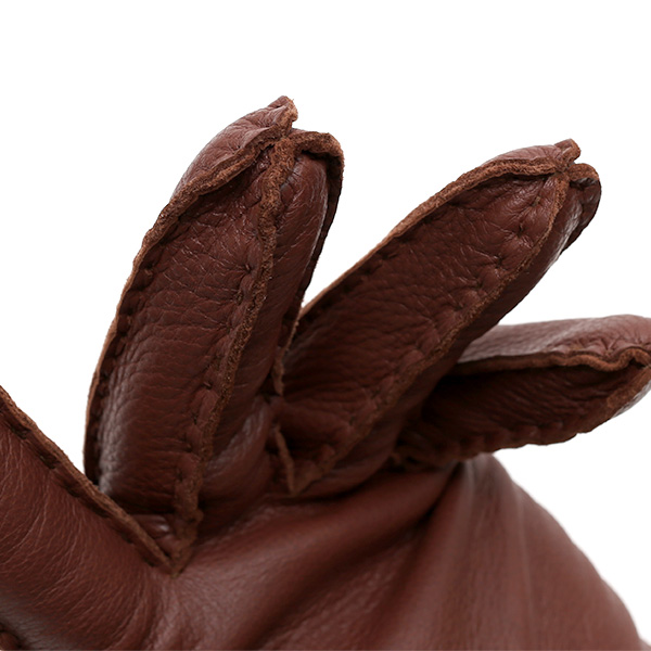  手袋 メンズ 本革 レザー ブラウン 茶 茶色 手袋 カシミヤ混 カシミア混 ディアスキン(鹿革) グローブ KURODA(クロダ)