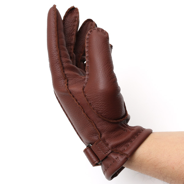  手袋 メンズ 本革 レザー ブラウン 茶 茶色 手袋 カシミヤ混 カシミア混 ディアスキン(鹿革) グローブ KURODA(クロダ)