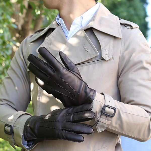  KURODA(クロダ) 手袋 カシミヤ混裏地 手縫い 革手袋 仔羊革 メンズ グローブ ダークブラウン ブラウン 茶 茶色 本革 レザー 手袋 カシミヤ混 カシミア混 ラムスキン グローブ 男性 男 プレゼント クリスマス ギフト 1万円 おしゃれ