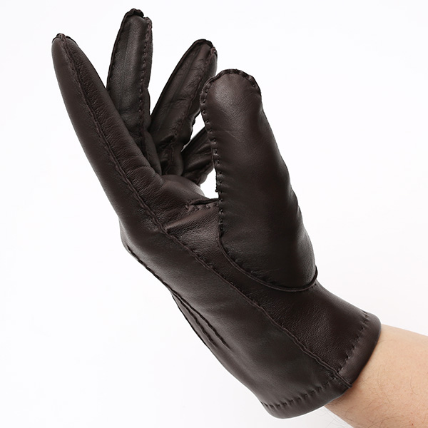  KURODA(クロダ) 手袋 カシミヤ混裏地 手縫い 革手袋 仔羊革 メンズ グローブ ダークブラウン ブラウン 茶 茶色 本革 レザー 手袋 カシミヤ混 カシミア混 ラムスキン グローブ 男性 男 プレゼント クリスマス ギフト 1万円 おしゃれ