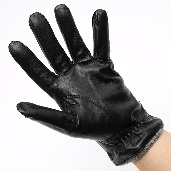 手袋 メンズ 本革 レザー ブラック 黒 黒色 手袋 カシミヤ混 カシミア混 ラムスキン(羊革) グローブ KURODA(クロダ)