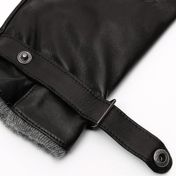 手袋 メンズ 本革 レザー ブラック 黒 黒色 手袋 カシミヤ混 カシミア混 ラムスキン(羊革) グローブ KURODA(クロダ)