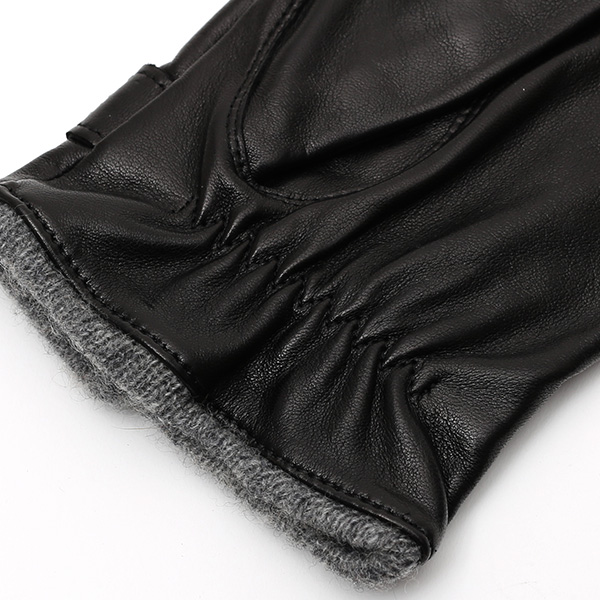 手袋 メンズ 本革 レザー ブラック 黒 黒色 手袋 カシミヤ混 カシミア混 ラムスキン(羊革) グローブ KURODA(クロダ)