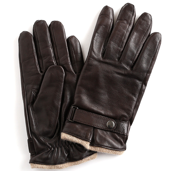 KURODA(クロダ) 羊革 ベルト付 メンズ 手袋 ブラウン