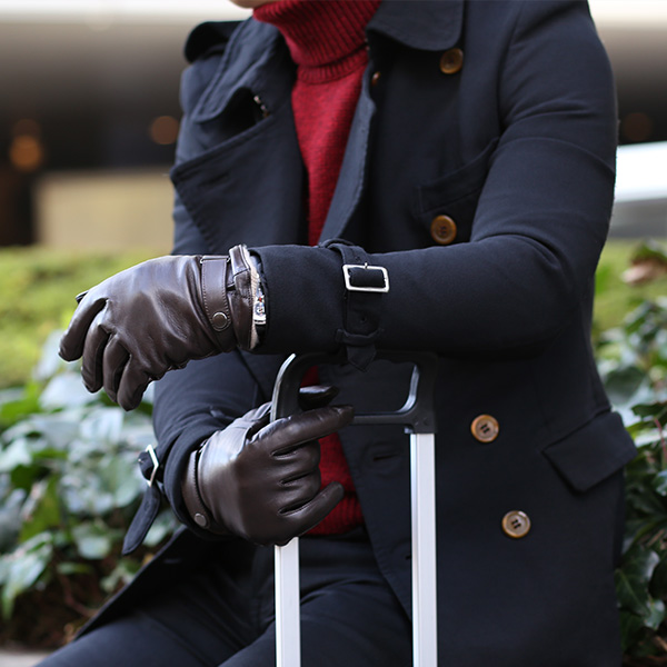  手袋 メンズ 本革 レザー ブラウン 茶 茶色 手袋 カシミヤ混 カシミア混 ラムスキン(羊革) グローブ KURODA(クロダ)