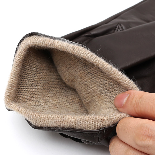  手袋 メンズ 本革 レザー ブラウン 茶 茶色 手袋 カシミヤ混 カシミア混 ラムスキン(羊革) グローブ KURODA(クロダ)