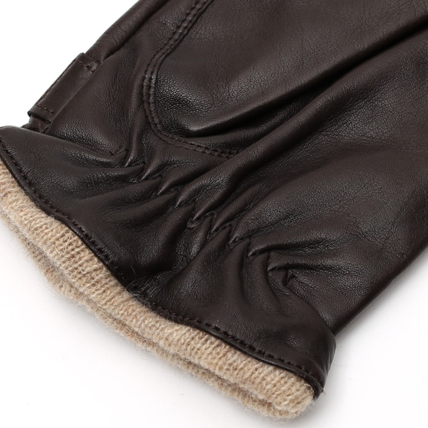  手袋 メンズ 本革 レザー ブラウン 茶 茶色 手袋 カシミヤ混 カシミア混 ラムスキン(羊革) グローブ KURODA(クロダ)