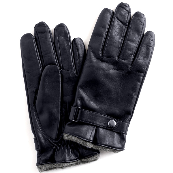 KURODA(クロダ) 羊革 ベルト付 メンズ 手袋 ネイビー