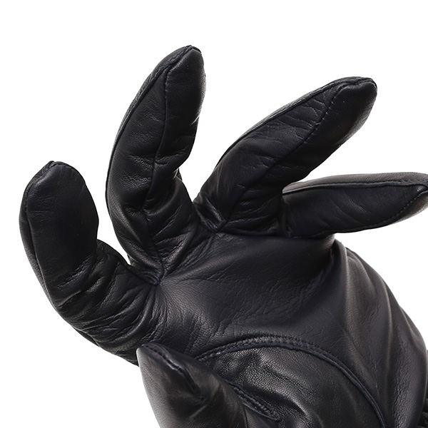  手袋 メンズ 本革 レザー ブルー ネイビー 青色 手袋 カシミヤ混 カシミア混 ラムスキン(羊革) グローブ KURODA(クロダ)