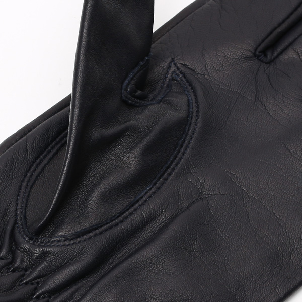  手袋 メンズ 本革 レザー ブルー ネイビー 青色 手袋 カシミヤ混 カシミア混 ラムスキン(羊革) グローブ KURODA(クロダ)